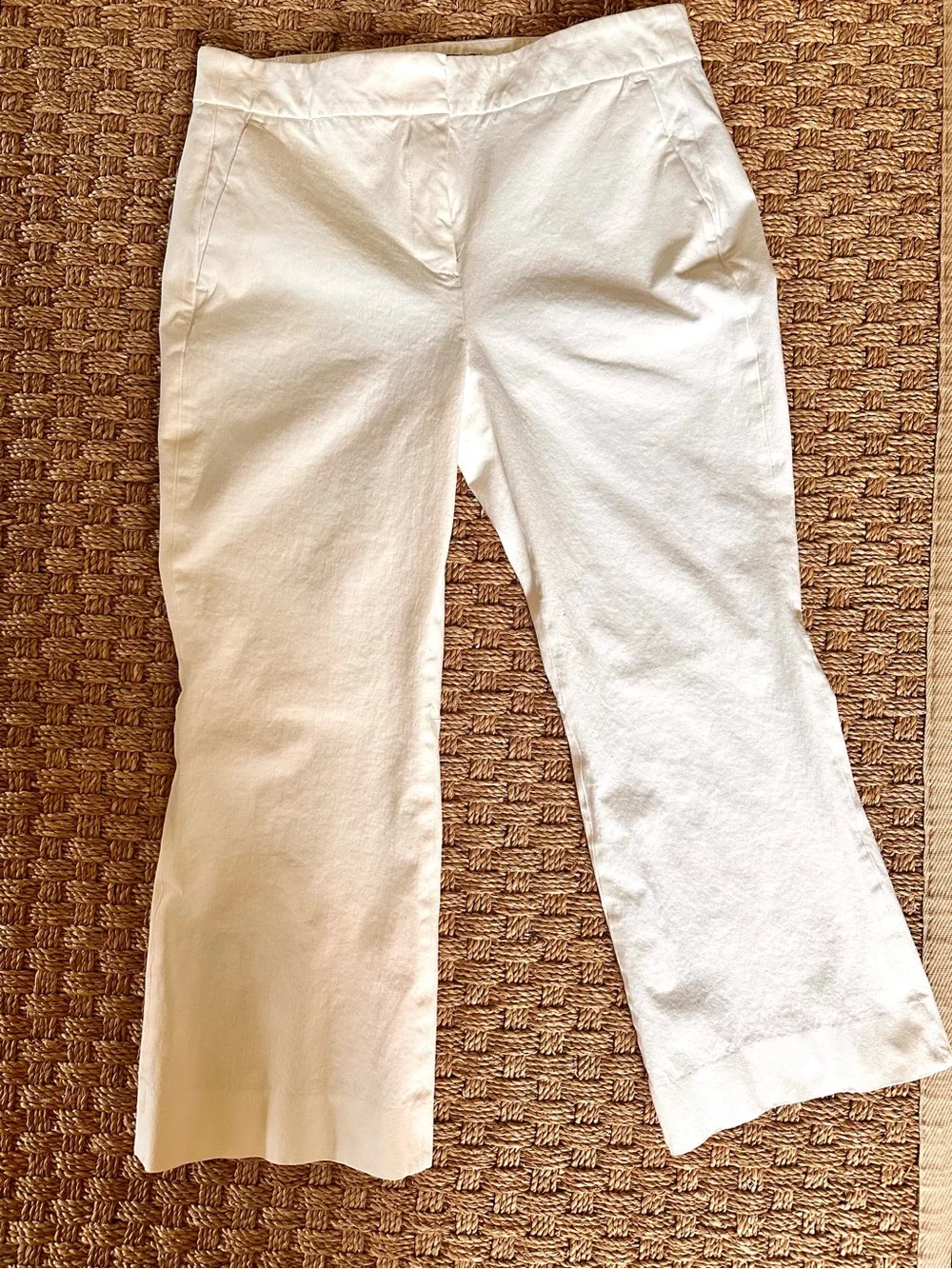 J.Crew Ivory Kick Flare Crop Pants Size 8 Stretch Cotton Blend